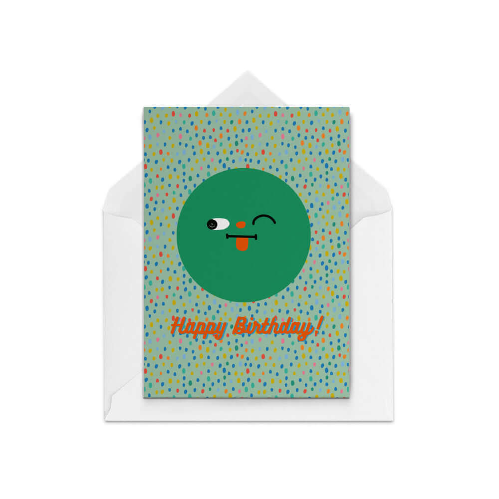 birthday card smile green