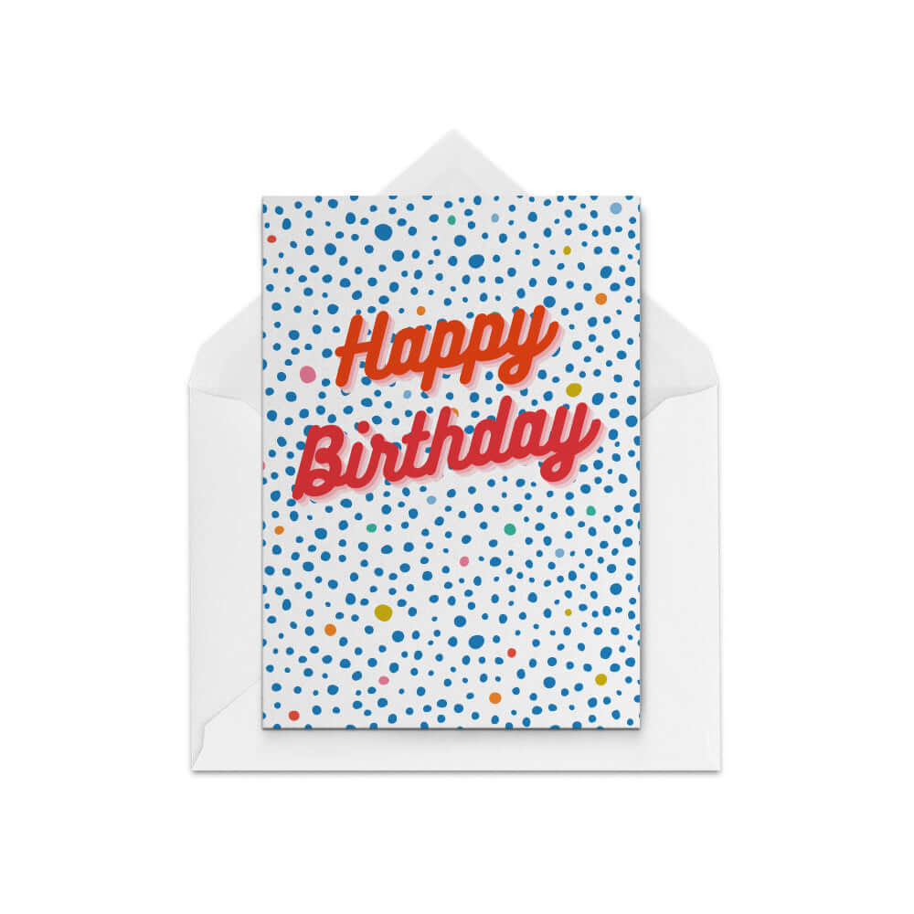 bright birthday card with dots