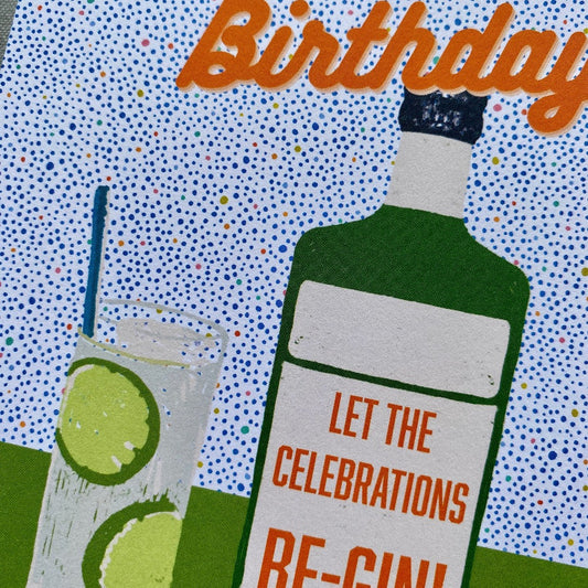 gin birthday card close up